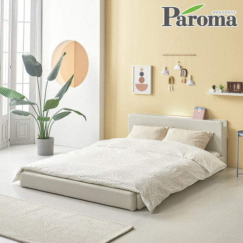 파로마-파로마 유어 LED 조명 낮은 저상형 가죽 침대 프레임 슬림 가드 1인용 E0등급 SS